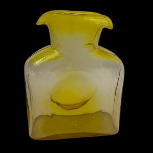 RARE! VINTAGE Blenko Handblown Glass 384 Lemon Yellow Water Bottle Pitcher - Picture 2 of 11